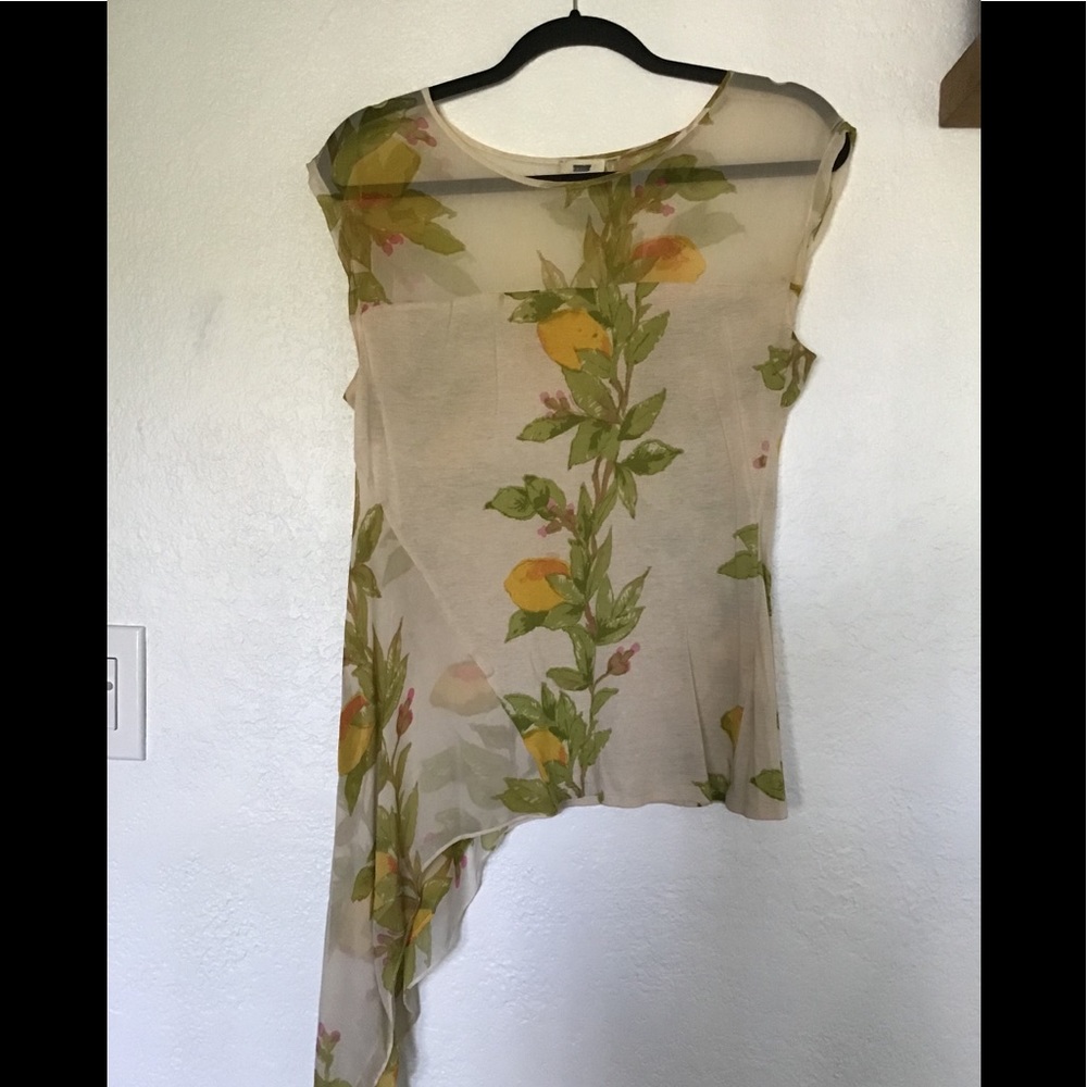 Anthropologie brand Tiny asymmetrical lemon top